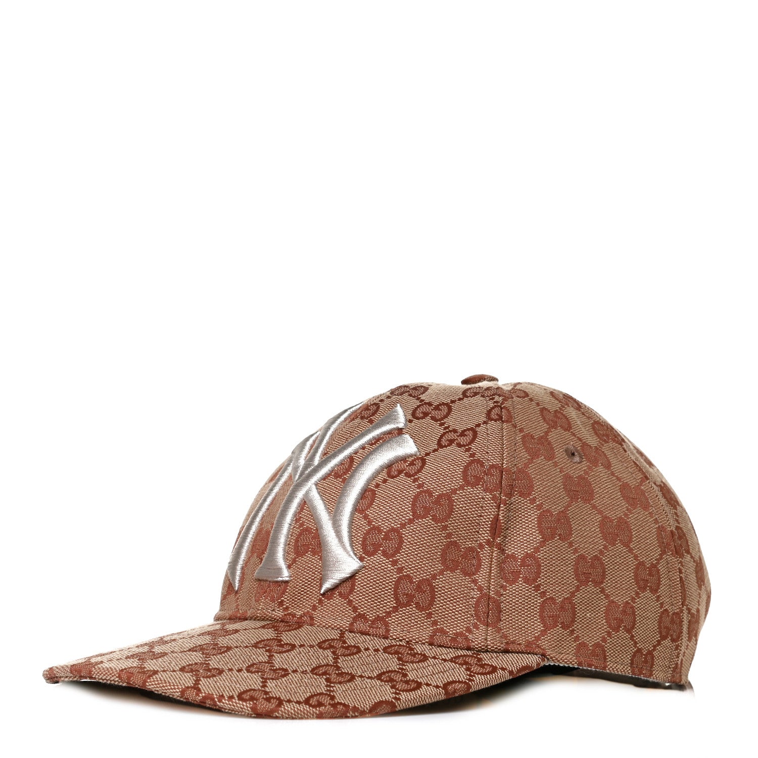 Gucci X MLB Monogram NY Yankees Baseball Hat 57-61 Beige Ruggine 1 of 7