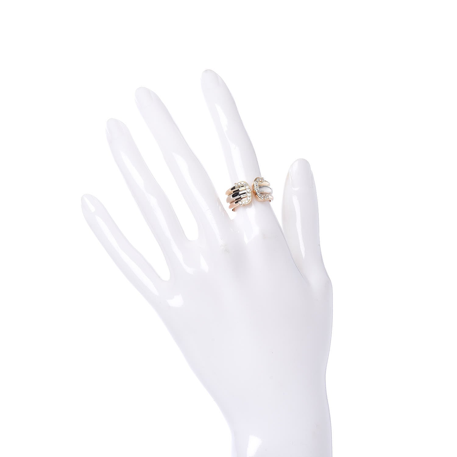 Cartier 18K Pink Yellow White Gold Diamond C De Ring 51 5.75 2 of 5