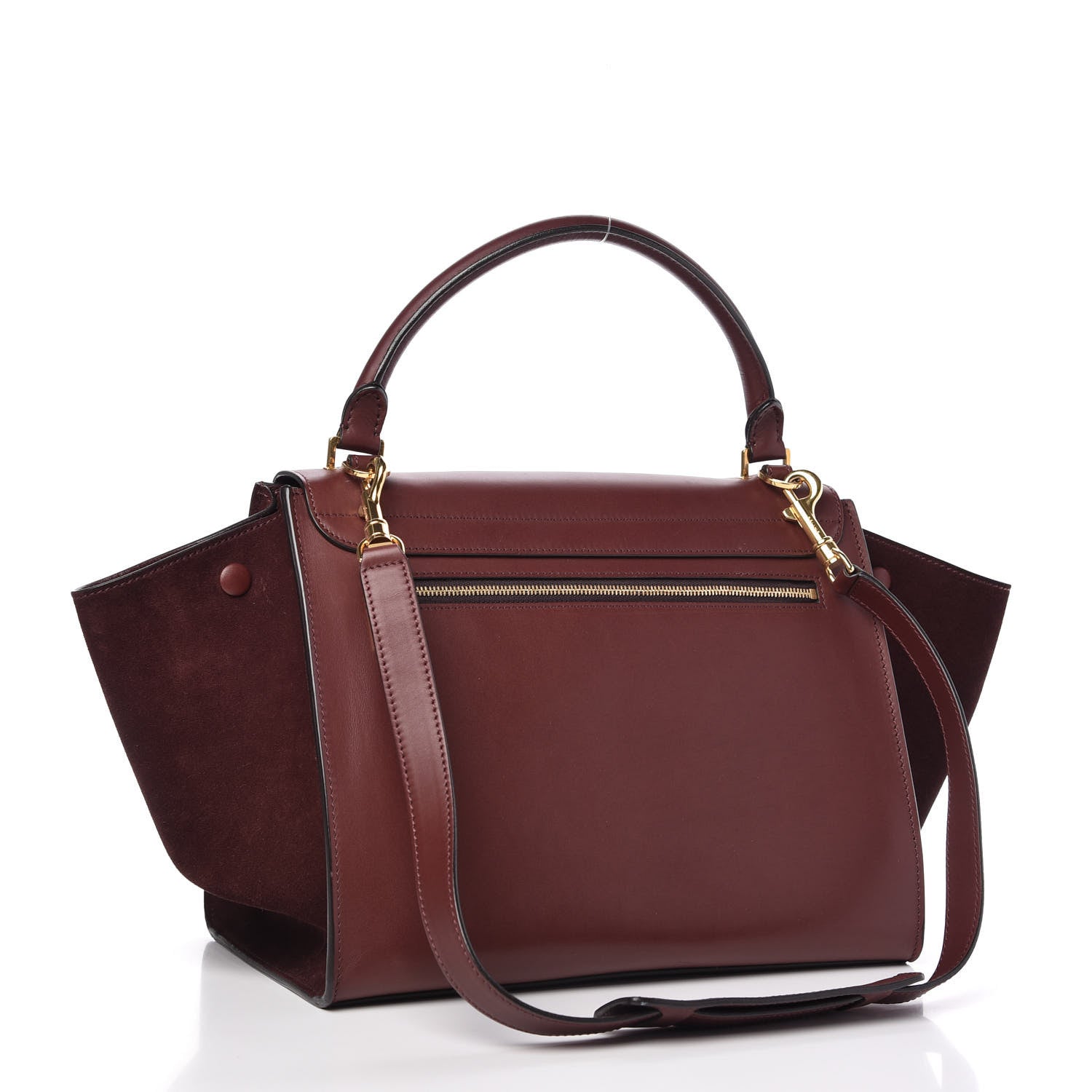 Celine Smooth Calfskin Suede Medium Trapeze Burgundy 3 of 9