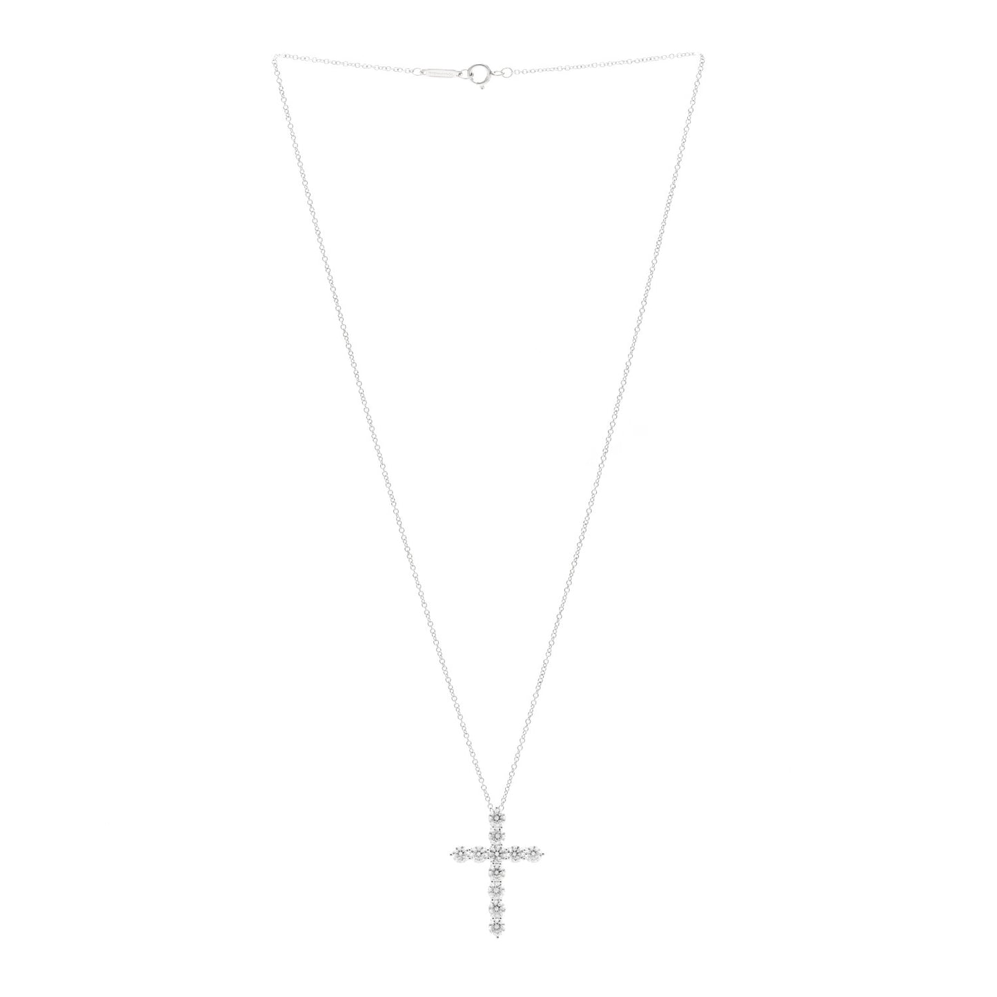 Platinum Diamond Large Cross Pendant Necklace