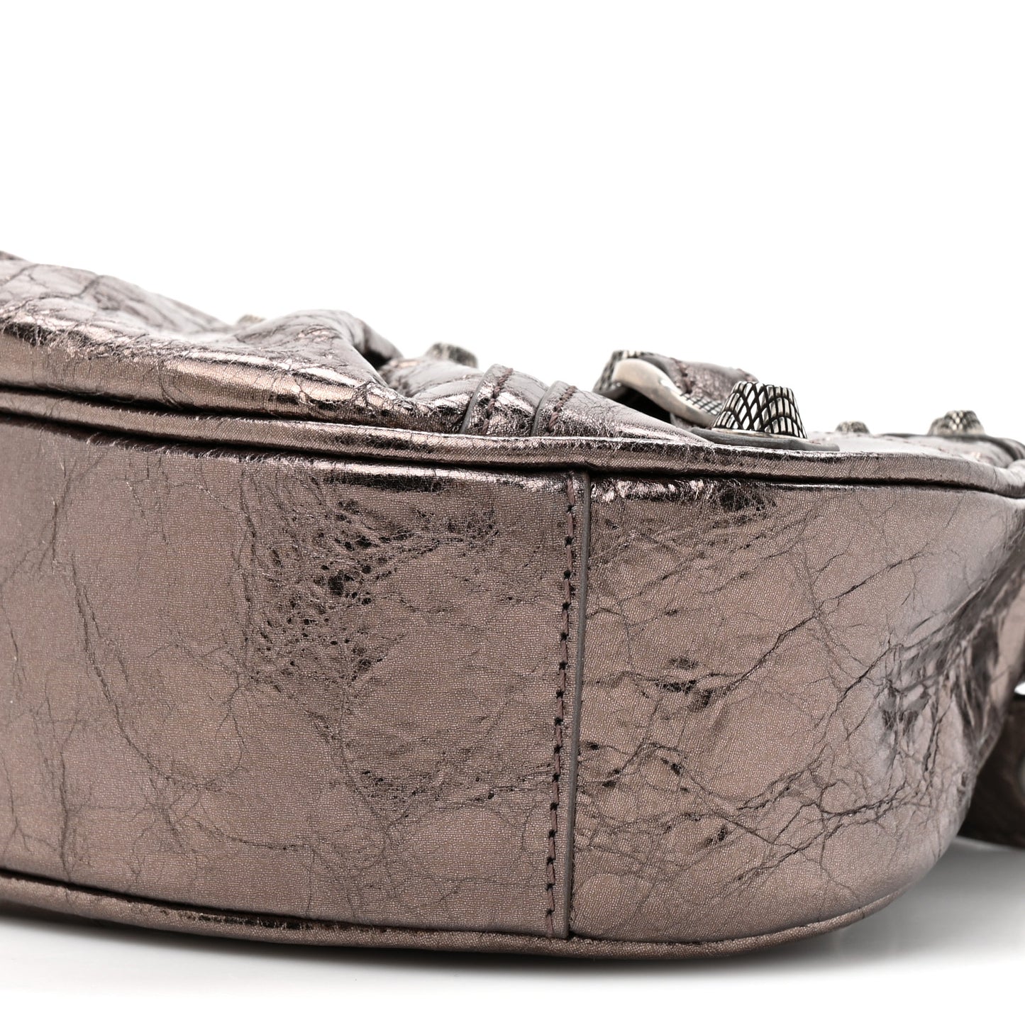 Metallic Agneau Arena Le Cagole Shoulder Bag XS Dark Bronze