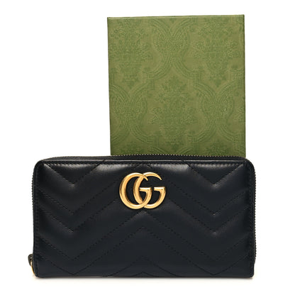 Gucci Calfskin Matelasse GG Marmont Zip Around Wallet Black 11 of 11