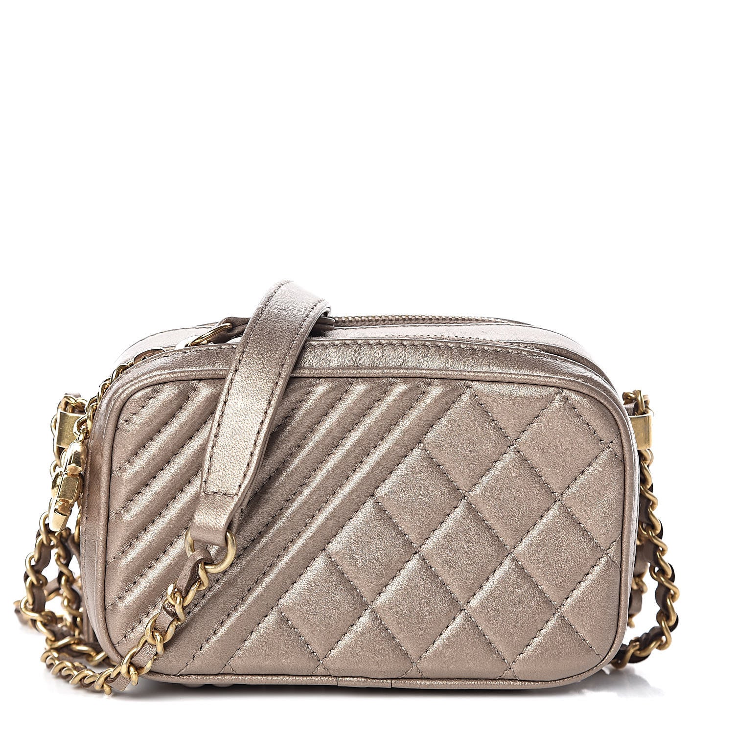Chanel Metallic Lambskin Mini Coco Boy Camera Case Dark Gold 1 of 16