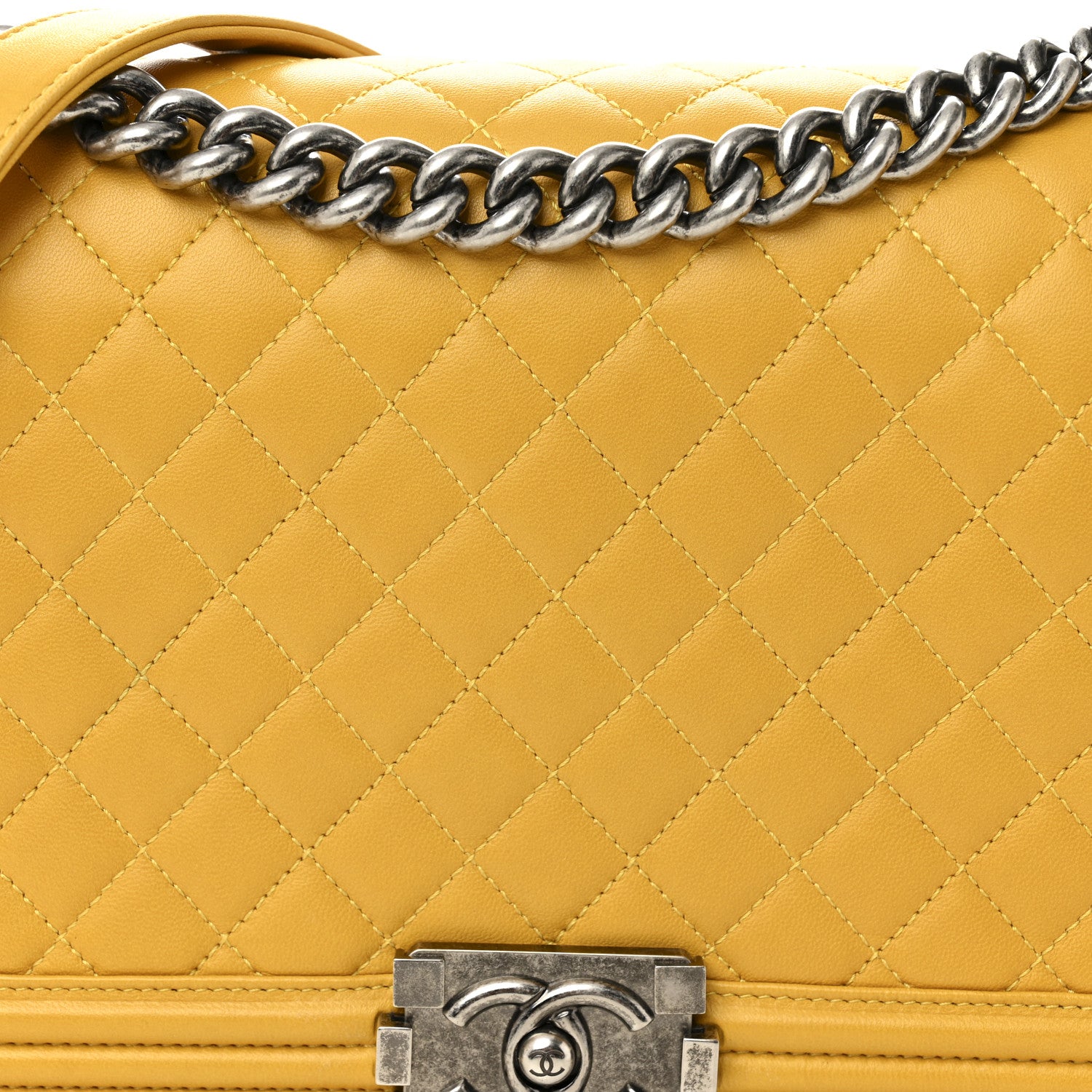 Chanel Lambskin Quilted New Medium Boy Flap Yellow 8 of 10