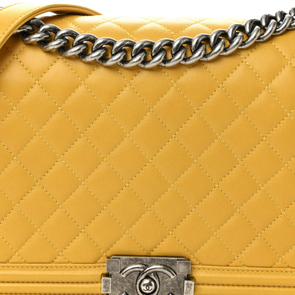 Chanel Lambskin Quilted New Medium Boy Flap Yellow 8 of 10