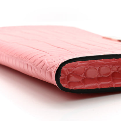 Alexander McQueen Calfskin Crocodile Embossed Knuckle Flat Clutch Coral 9 of 9