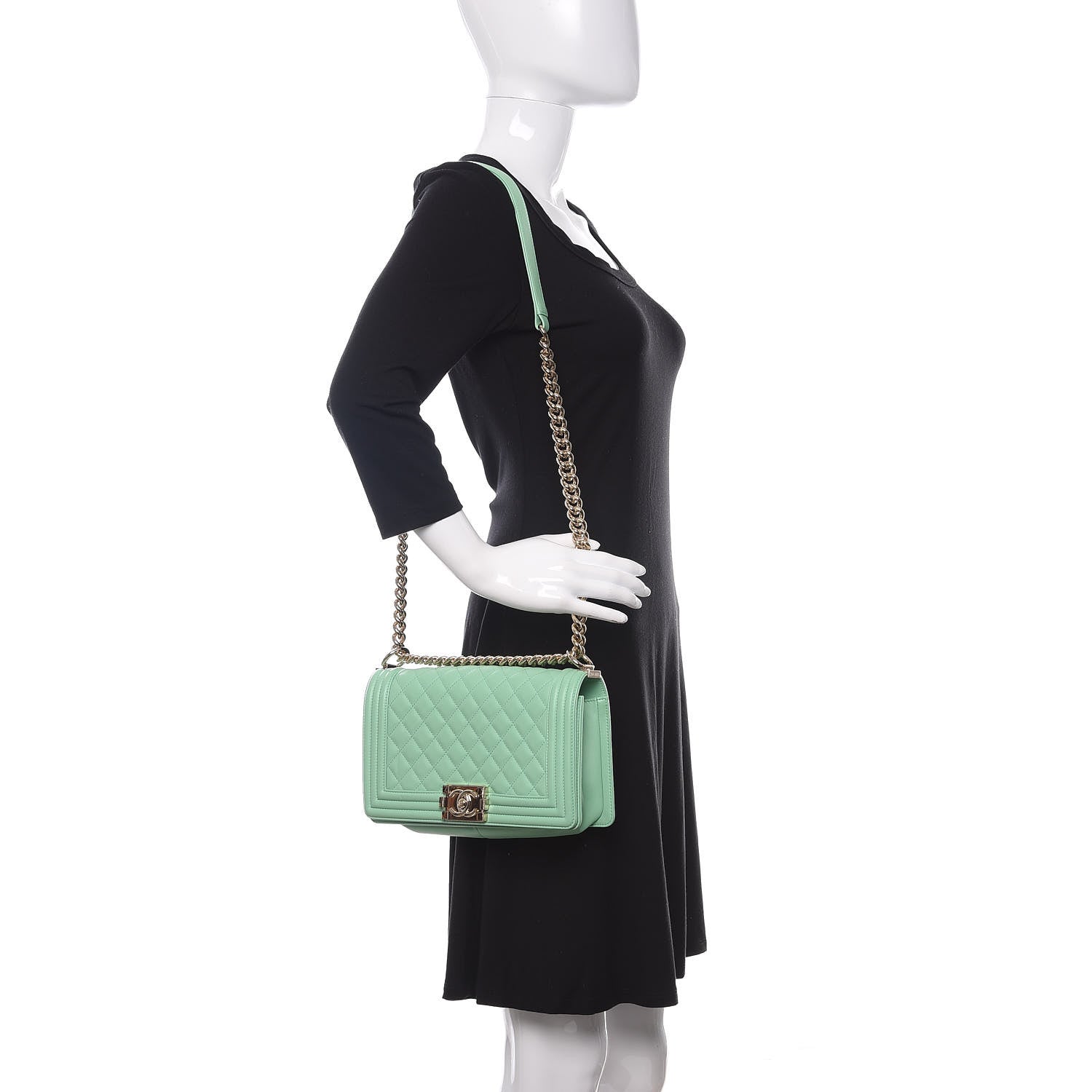 Chanel Calfskin Quilted Medium Boy Flap Green 2 of 11