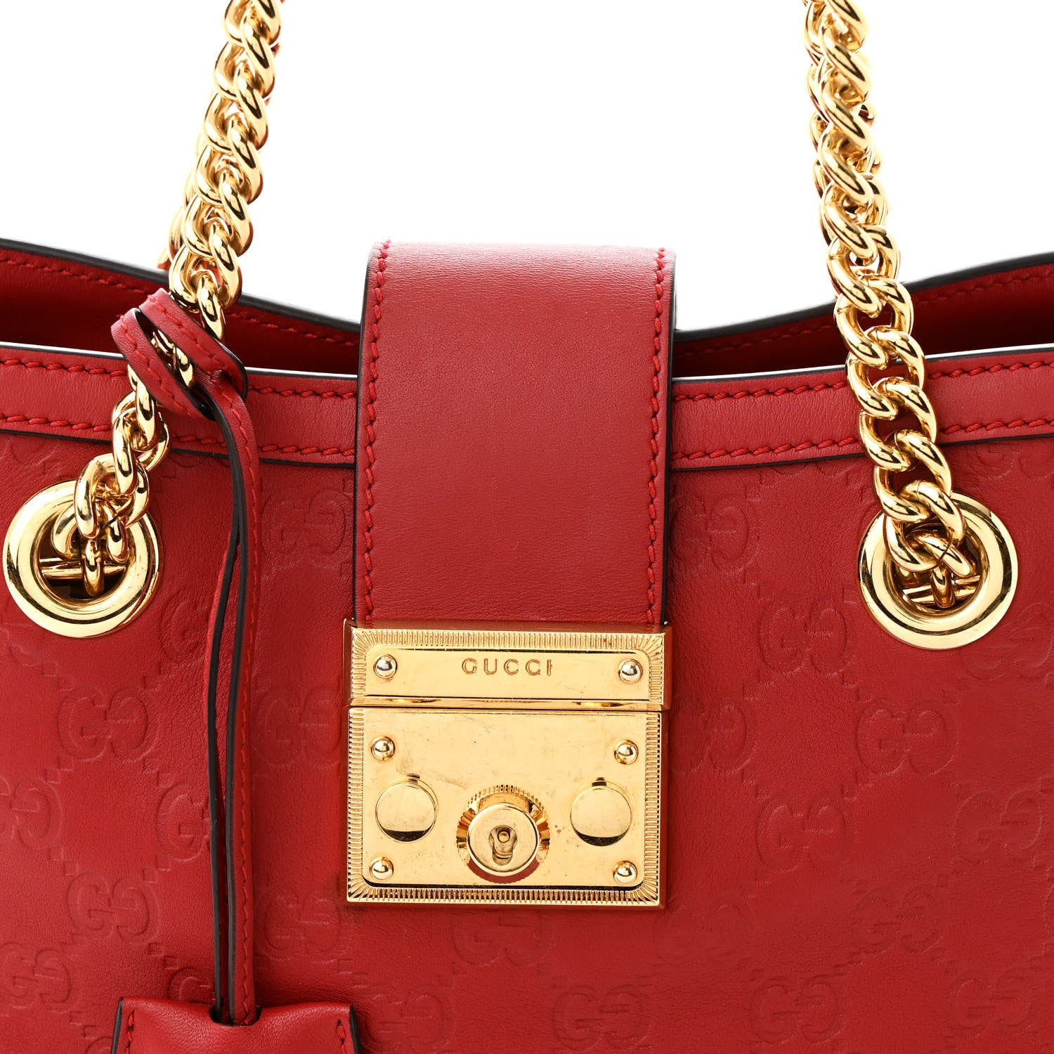 Gucci Guccissima Small Padlock Tote Red 8 of 11