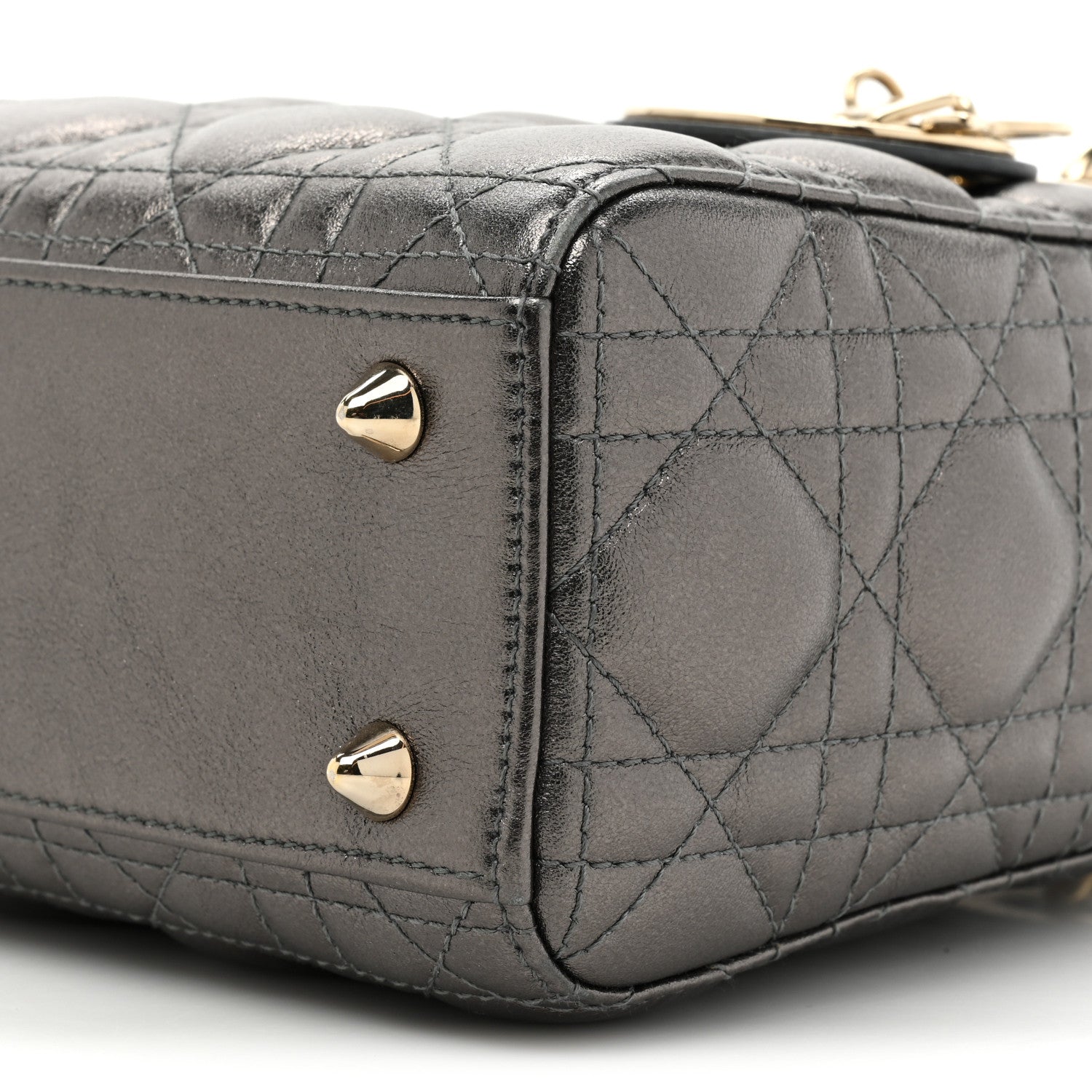 Christian Dior Lambskin Cannage Small My ABCDior Lady Dior Metallic Grey 8 of 14