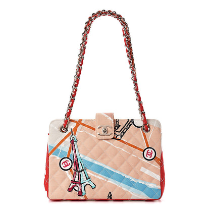 Chanel Canvas Printed Eiffel Tower Shoulder Bag 1 of 15