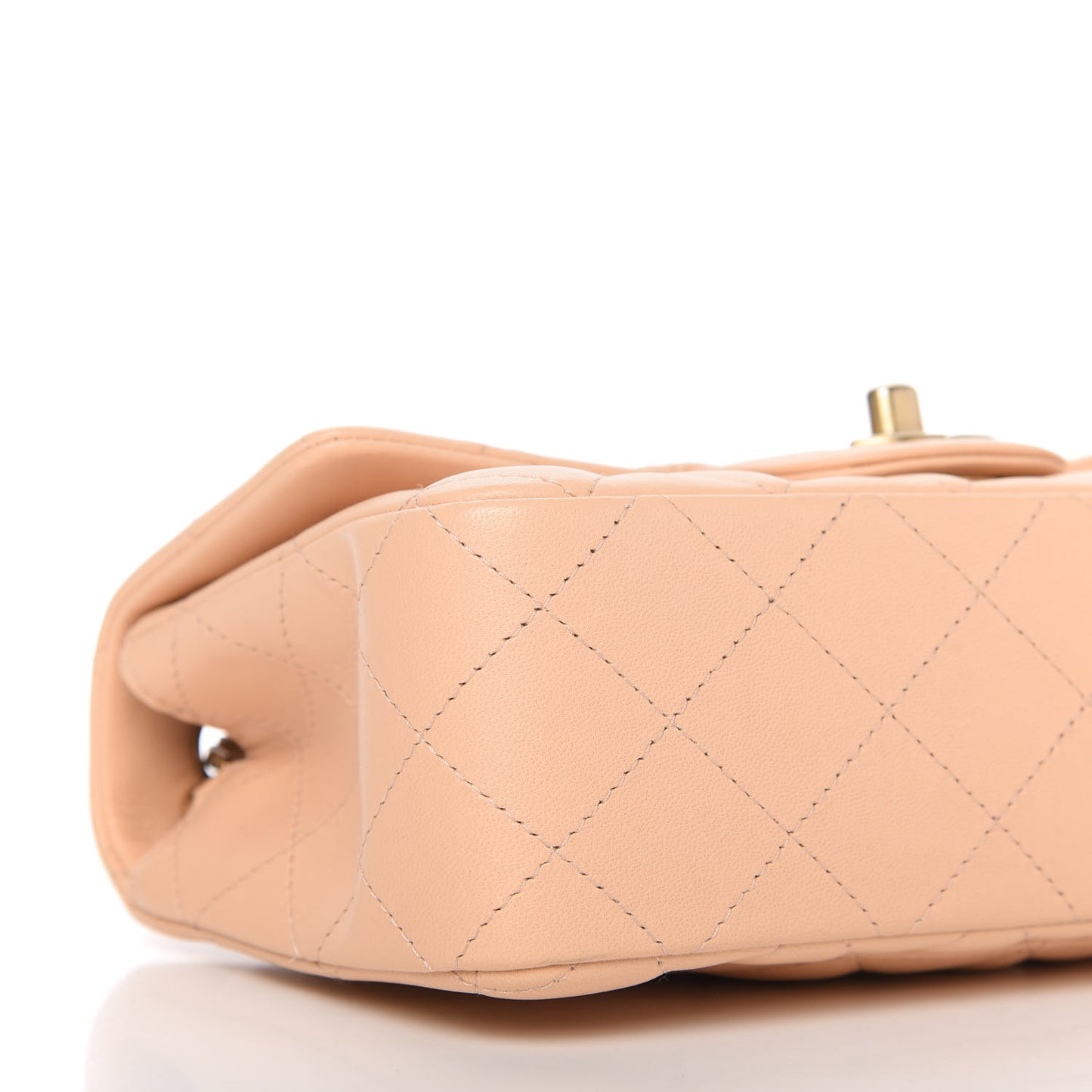 Lambskin Quilted Mini Rectangular Flap Beige