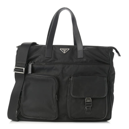 Prada Nylon Saffiano Front Pocket Tote Black 1 of 14