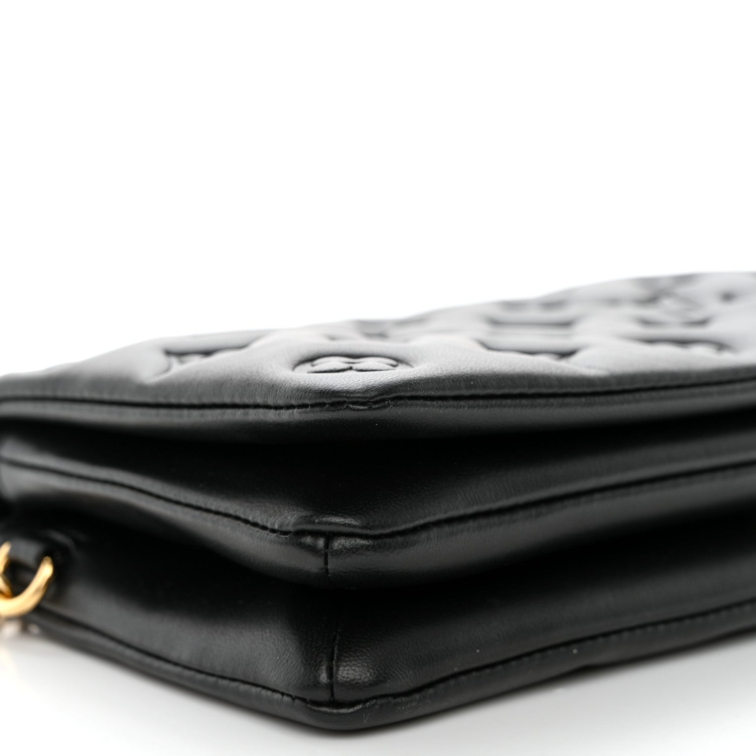 Louis Vuitton Lambskin Embossed Monogram Pochette Coussin Black 8 of 10