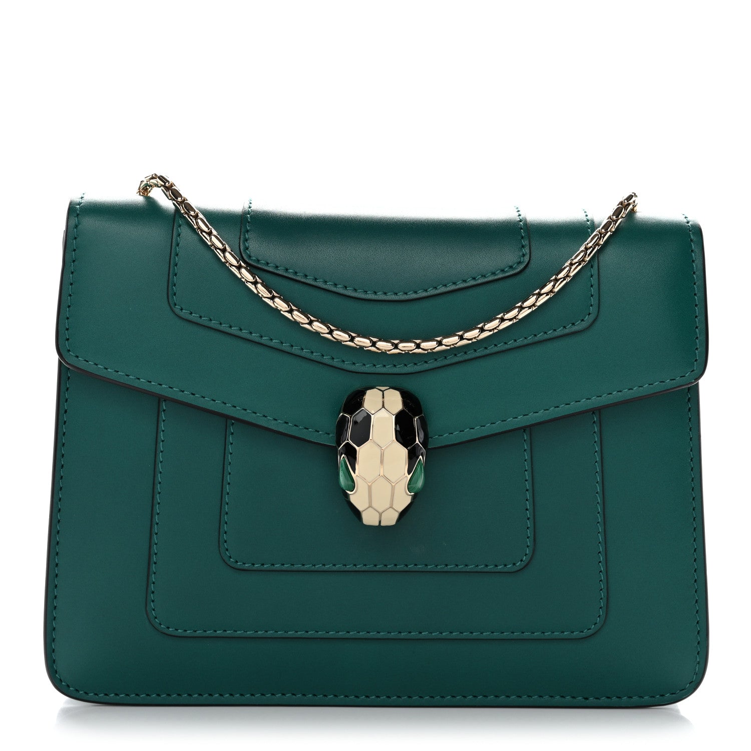 Bulgari Calfskin Small Serpenti Forever Snake Strap Crossbody Bag Emerald Green 1 of 10