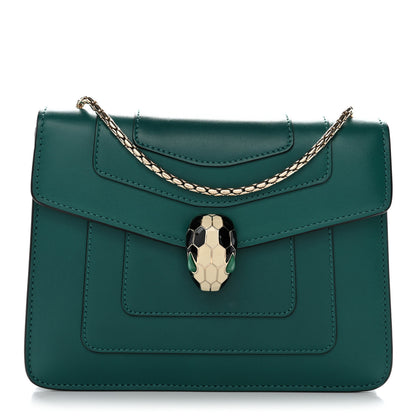 Bulgari Calfskin Small Serpenti Forever Snake Strap Crossbody Bag Emerald Green 1 of 10