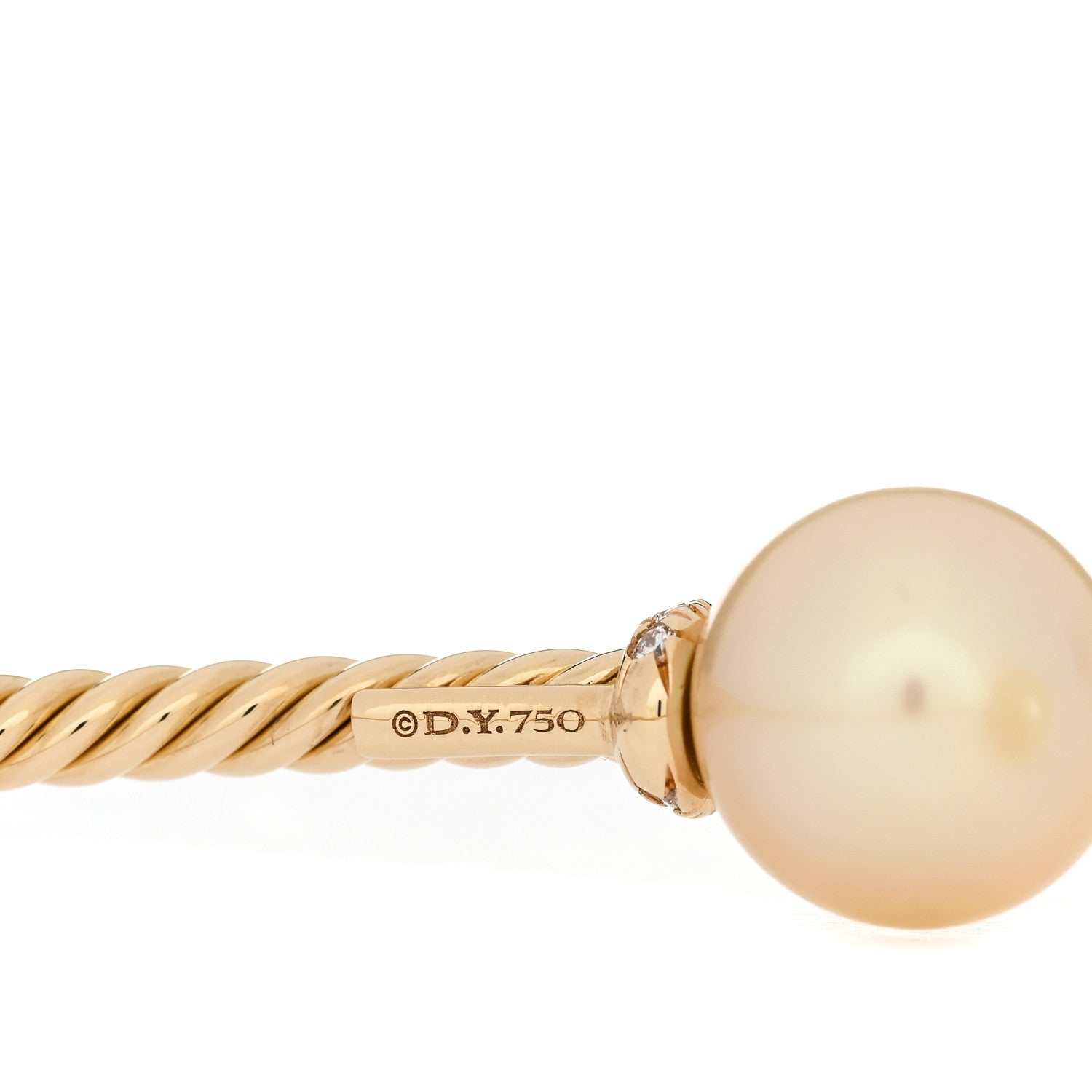 David Yurman 18K Yellow Gold Diamond South Sea Golden Pearl 9mm Solari Bracelet 3 of 4