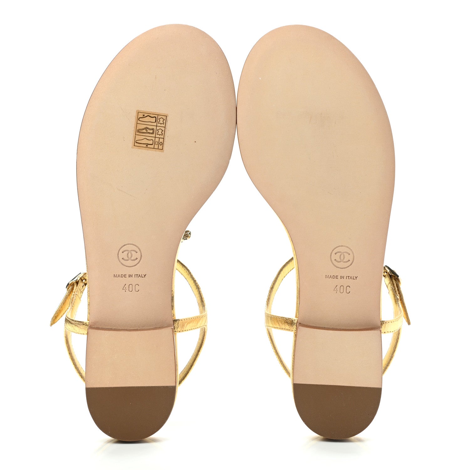 Chanel Laminated Lambskin CC Charm Thong Sandals 40 Gold 5 of 8