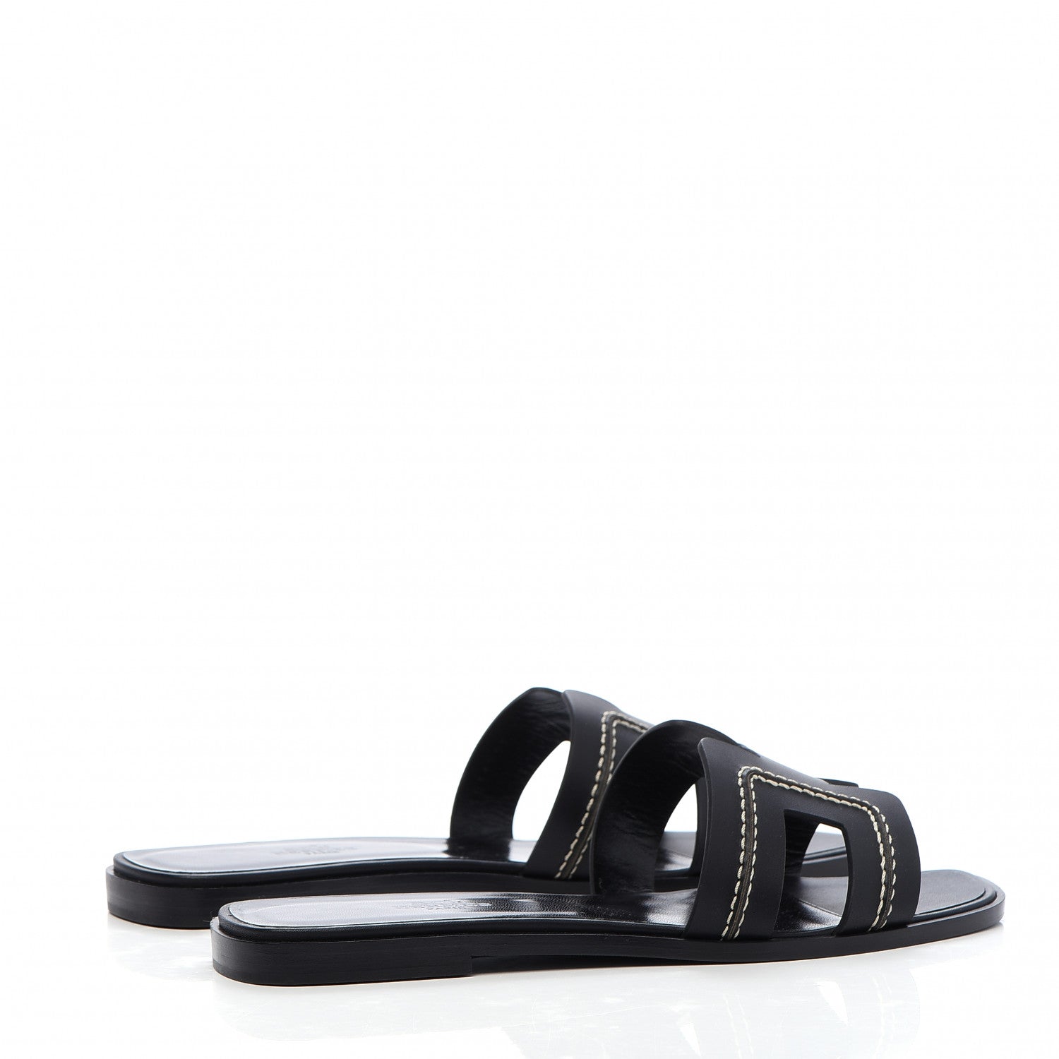 Hermes Calfskin Pique Oran Sandals 39 Black 4 of 9