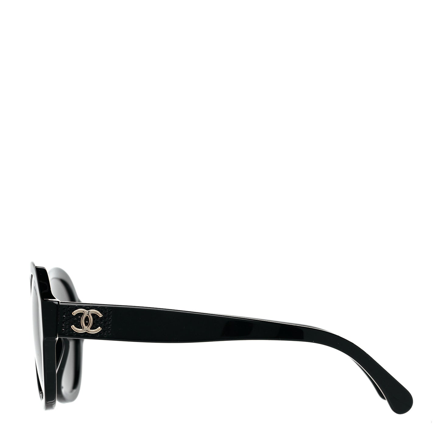 Acetate Strass Polarized Pilot Sunglasses 5467-B Black