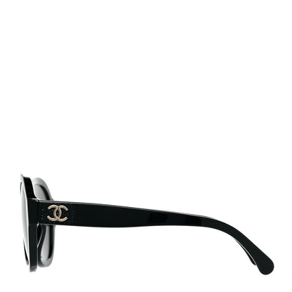 Chanel Acetate Strass Polarized Pilot Sunglasses 5467-B Black 2 of 6