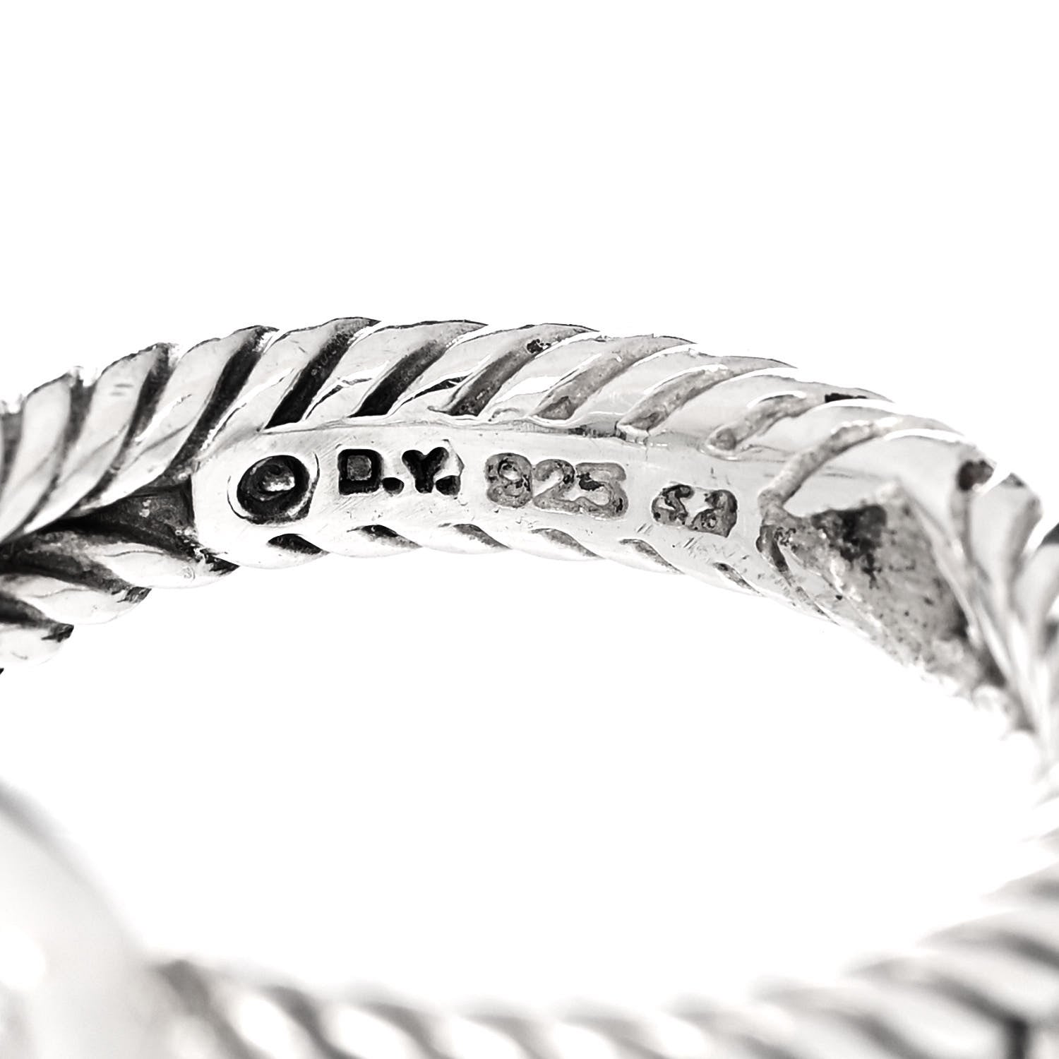 David Yurman Sterling Silver Diamond Prasiolite 7mm Petite Albion Ring 56 7.5 5 of 5