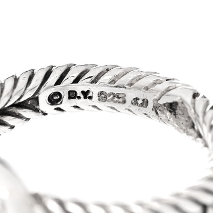 David Yurman Sterling Silver Diamond Prasiolite 7mm Petite Albion Ring 56 7.5 5 of 5