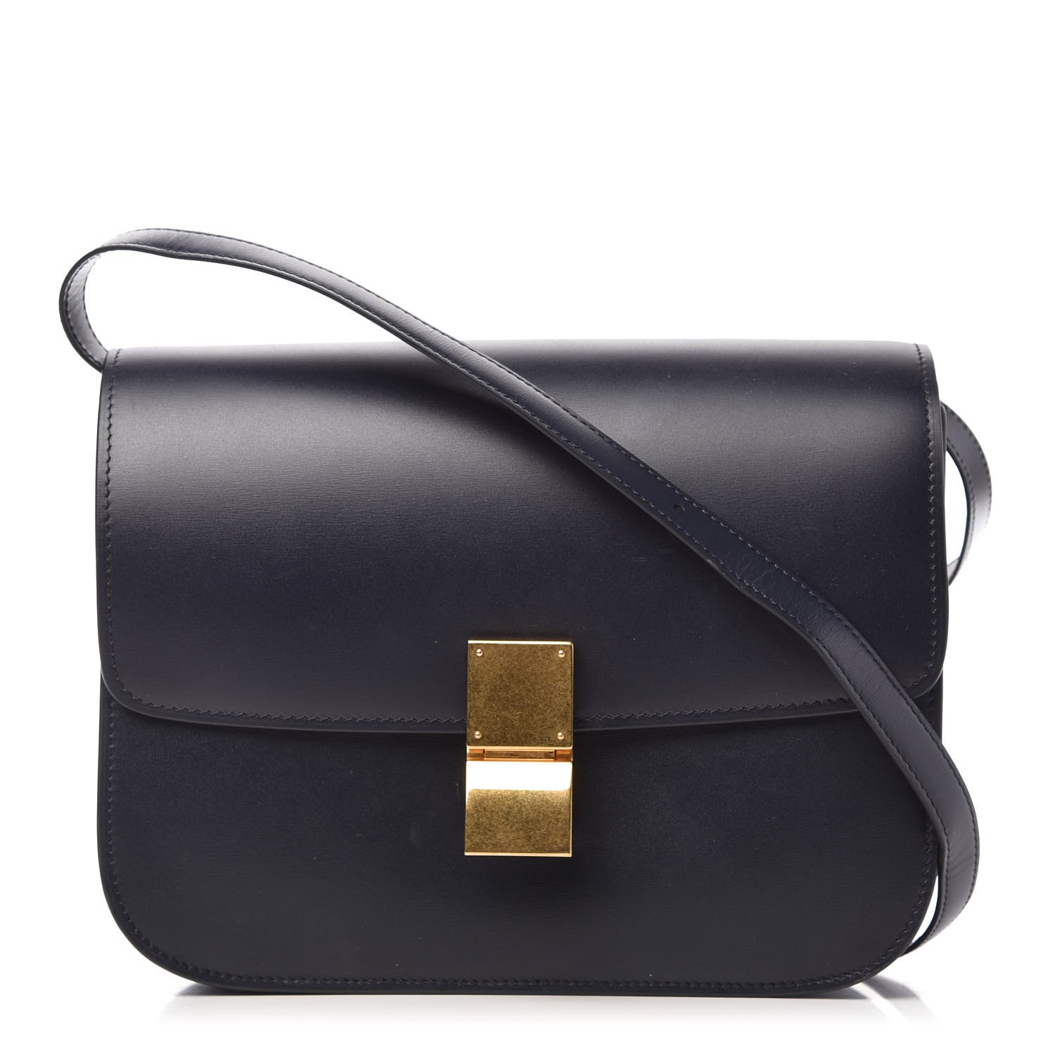 Celine Box Calfskin Medium Classic Box Flap Bag Navy 1 of 10