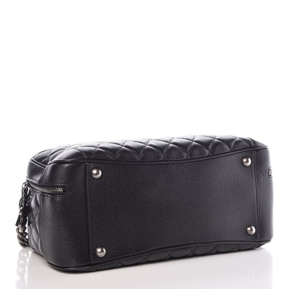 Chanel Calfskin Quilted Medium Airlines Round Trip Bowling Bag Black 4 of 8