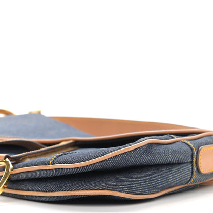 Christian Dior Denim Calfskin Double Saddle Bag Blue 9 of 10