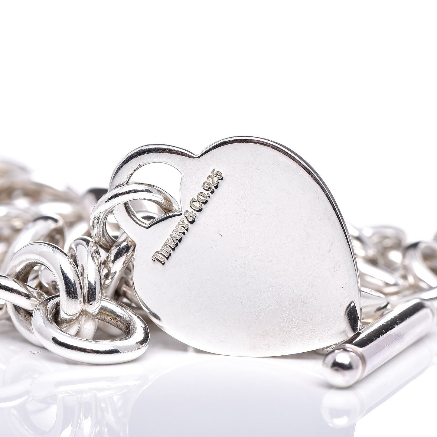 Sterling Silver Heart Tag Toggle Necklace