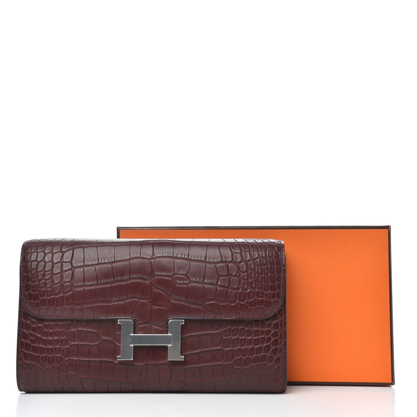 Matte Alligator Constance Long Wallet To Go Bordeaux