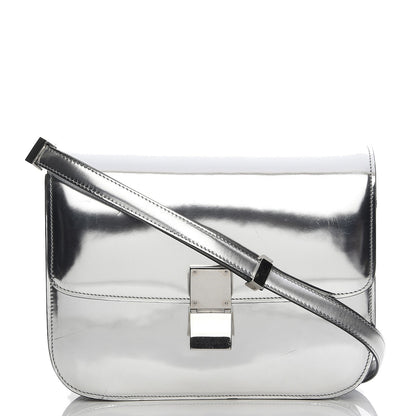 Celine Mirror Box Calfskin Medium Classic Box Flap Bag Silver 1 of 11