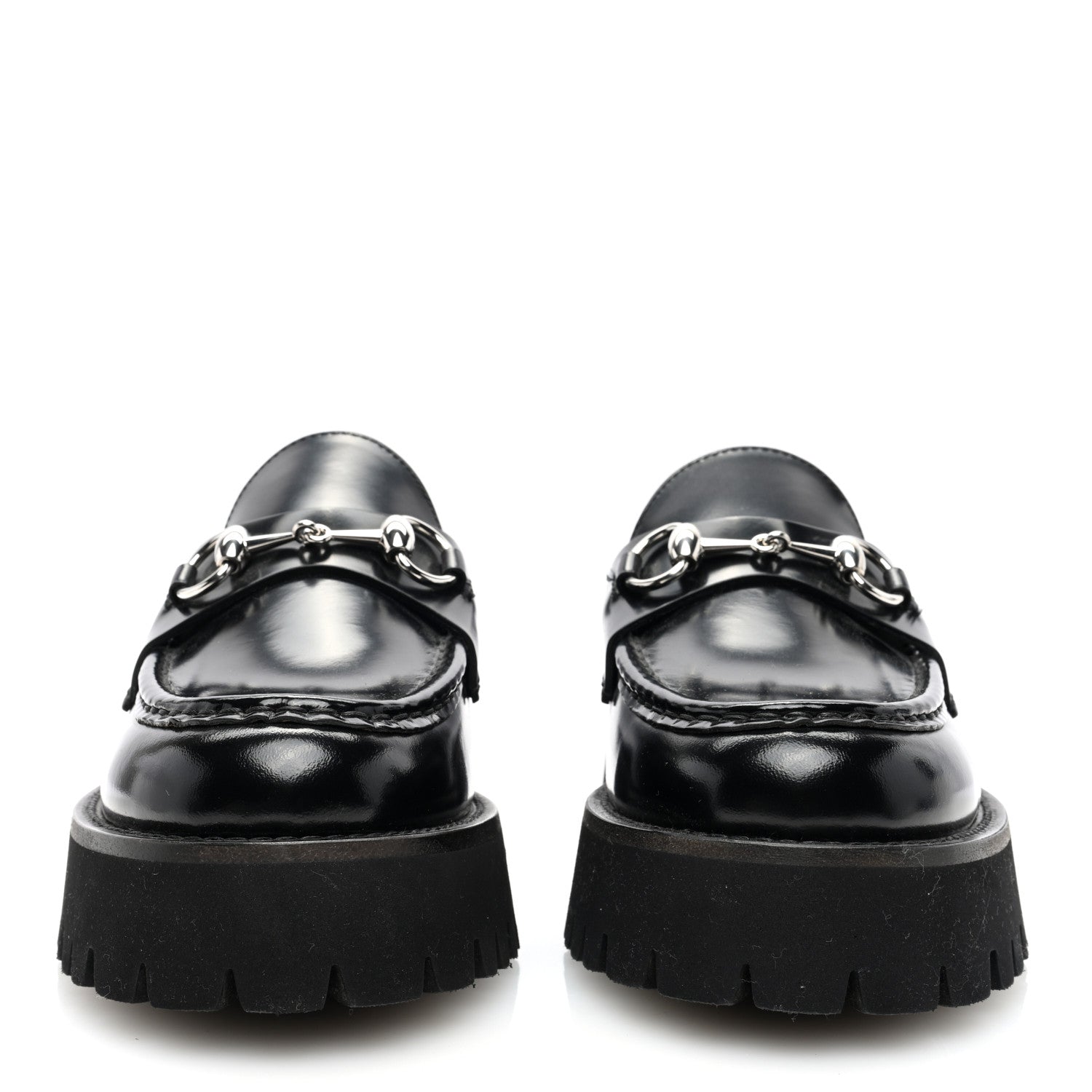 Gucci Cordovan Lux Womens Horsebit 45mm Platform Loafers 39 Black 3 of 8