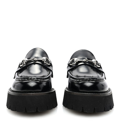 Gucci Cordovan Lux Womens Horsebit 45mm Platform Loafers 39 Black 3 of 8