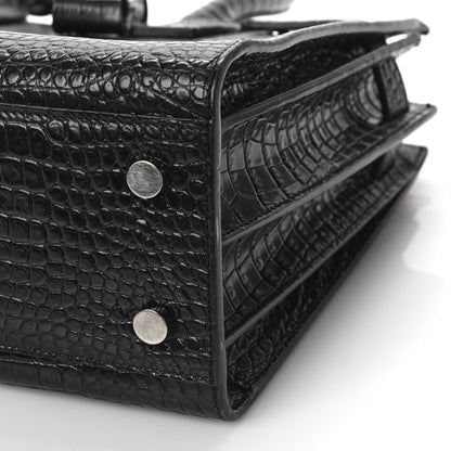 Saint Laurent Calfskin Crocodile Embossed Baby Sac De Jour Black 9 of 13
