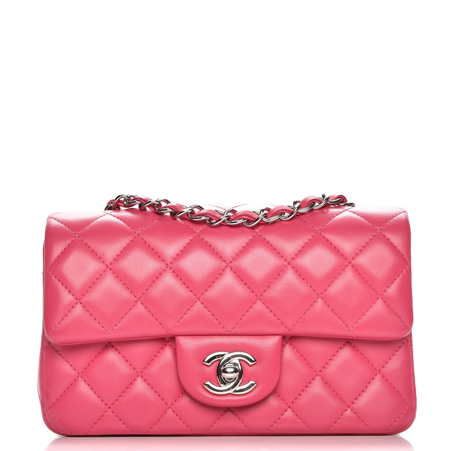 Chanel Lambskin Quilted Mini Rectangular Flap Dark Pink 1 of 7