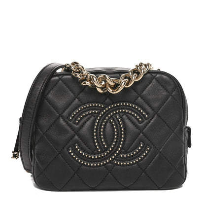 Chanel Lambskin Quilted Studded Quilted Vanity Case With Chain Black 1 of 10