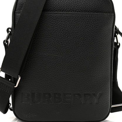 Burberry Pebbled Calfskin Logo Embossed Thornton Messenger Bag Black 7 of 9