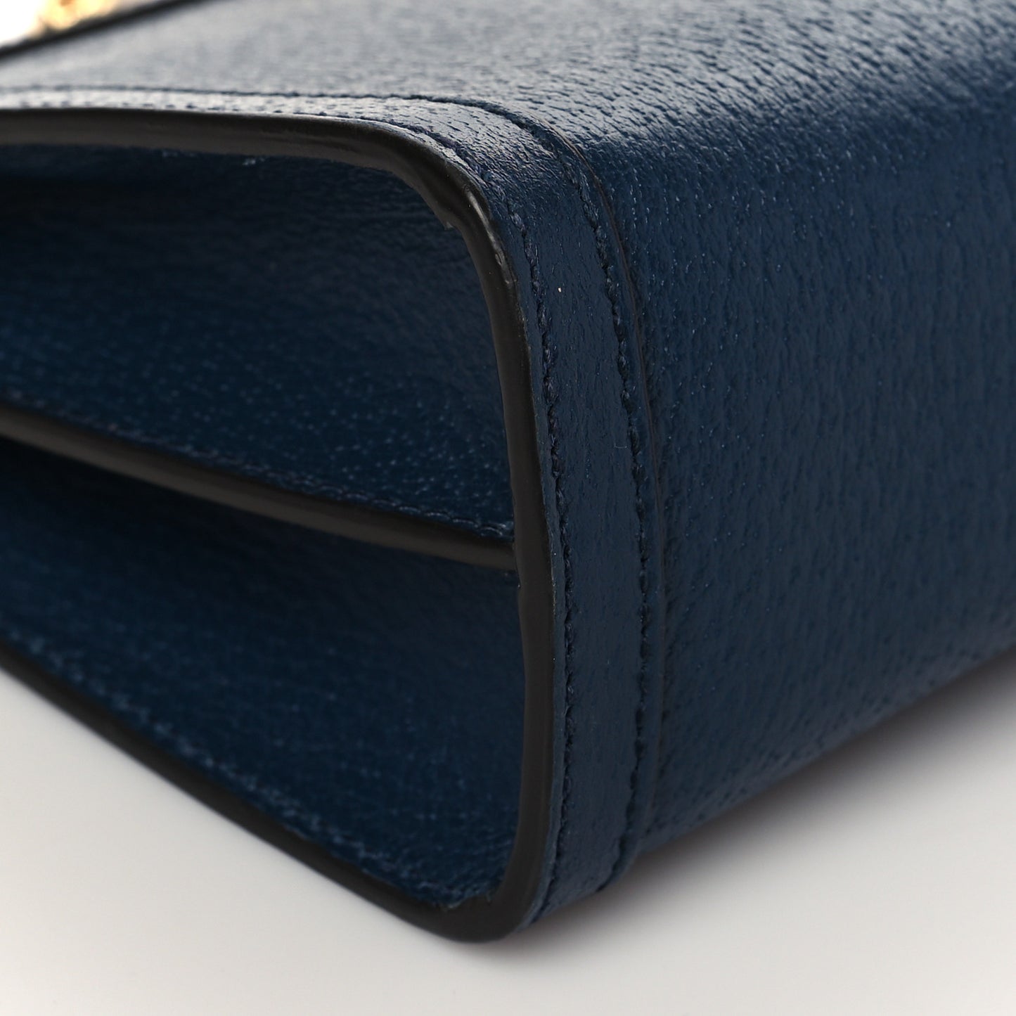 Textured Calfskin Web Small Ophidia Chain Shoulder Bag Blue Agata