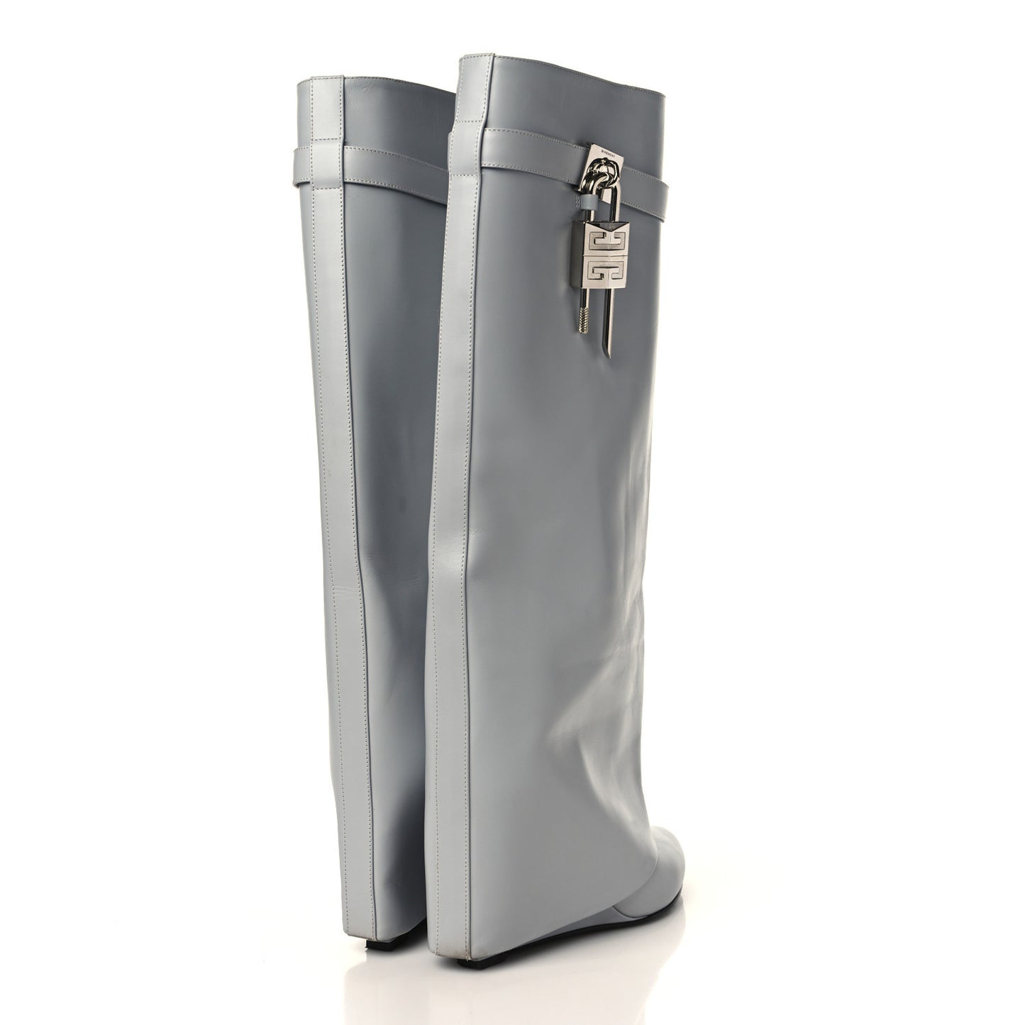 Box Calfskin Shark Lock Pant Boots 38 Grey