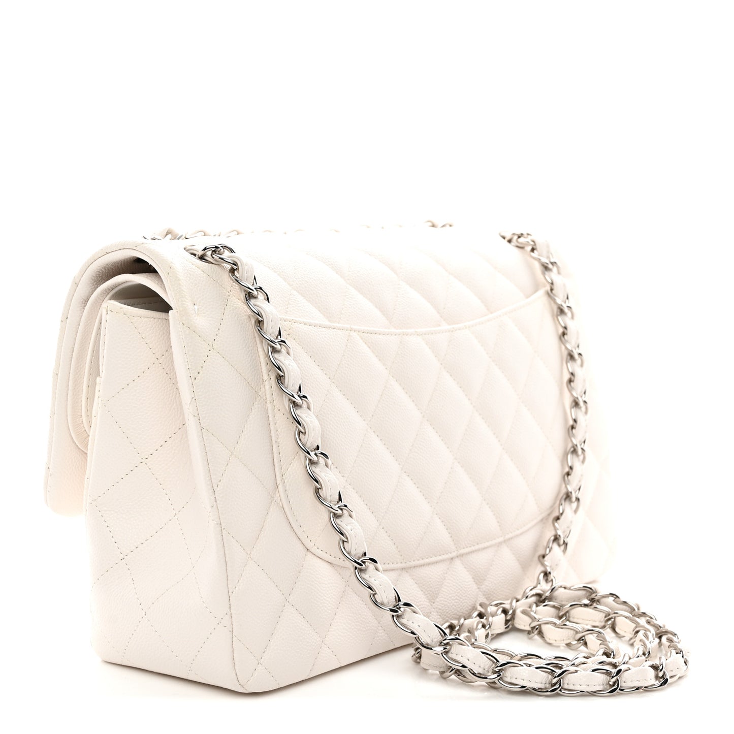 Caviar Quilted Jumbo Double Flap White