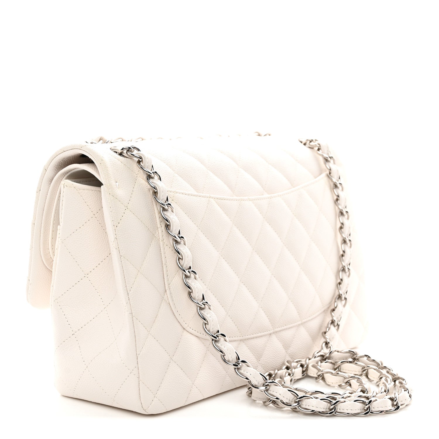 Chanel Caviar Quilted Jumbo Double Flap White 3 of 11