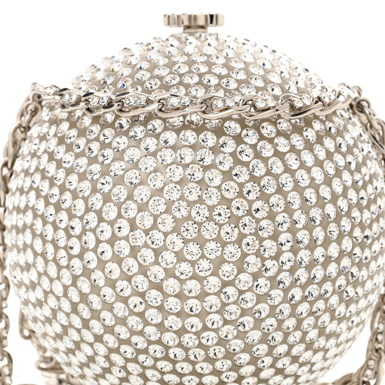 Chanel Plexiglass Strass CC Round Minaudiere Clutch Silver 7 of 10