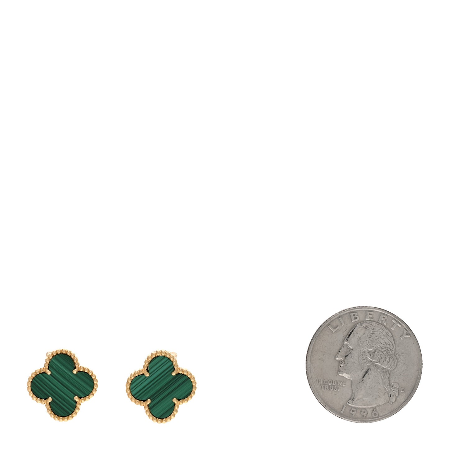 18K Yellow Gold Malachite Vintage Alhambra Earrings