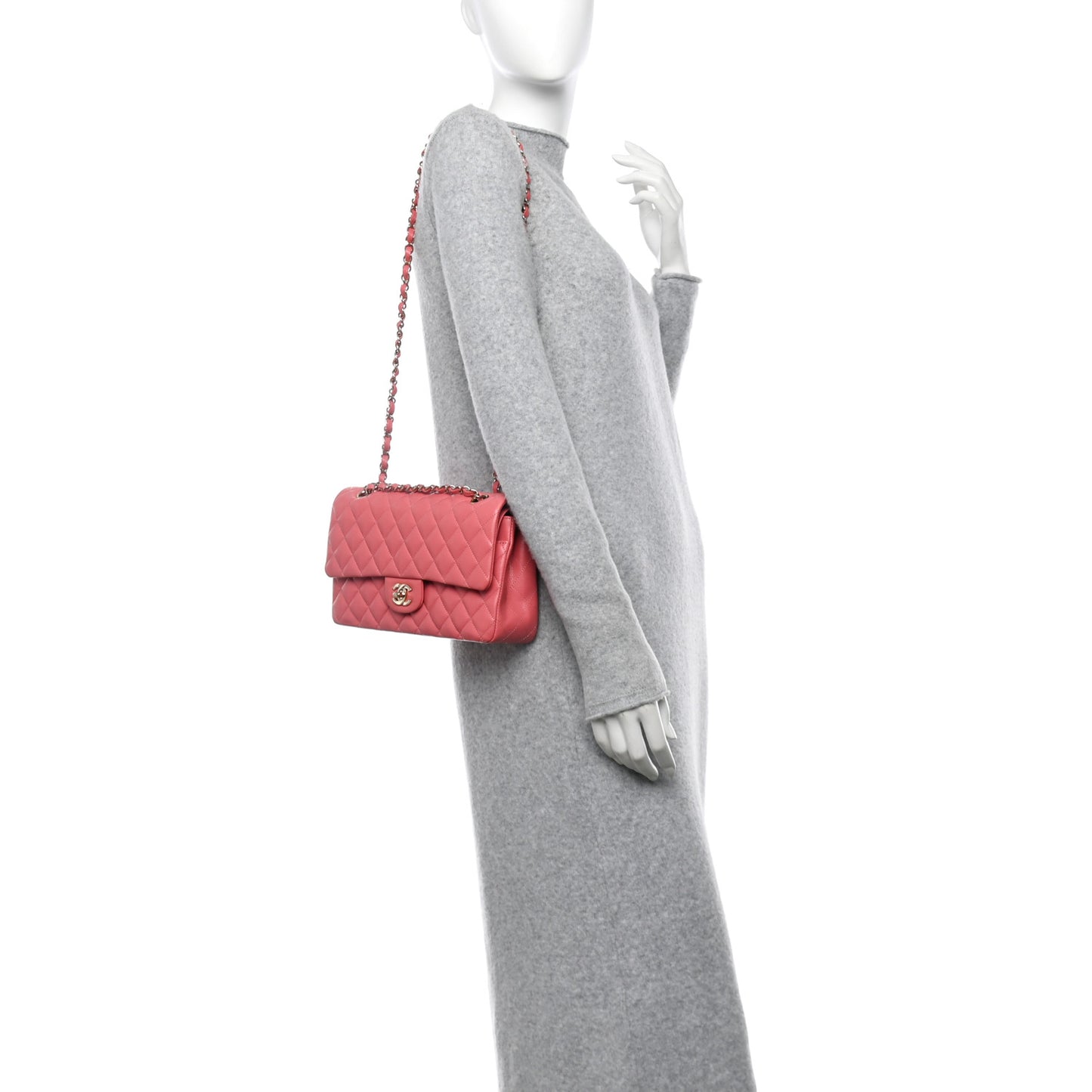 Caviar Quilted Medium Double Flap Pink