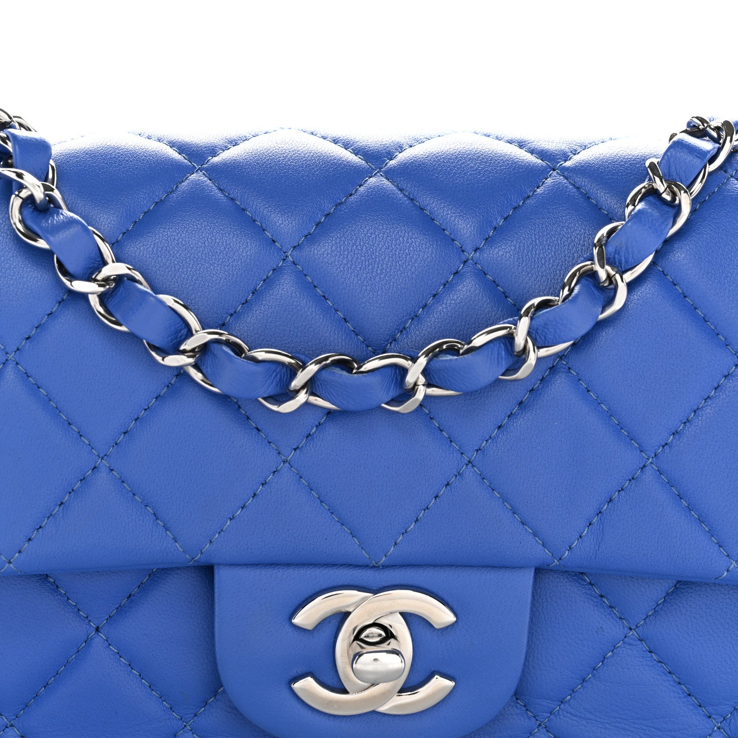 Chanel Lambskin Quilted Mini Rectangular Flap Blue 8 of 10