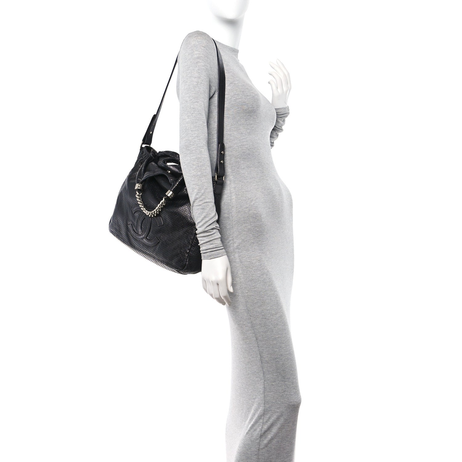 Chanel Glazed Calfskin Perforated Medium Rodeo Drive Tote Black 2 of 14