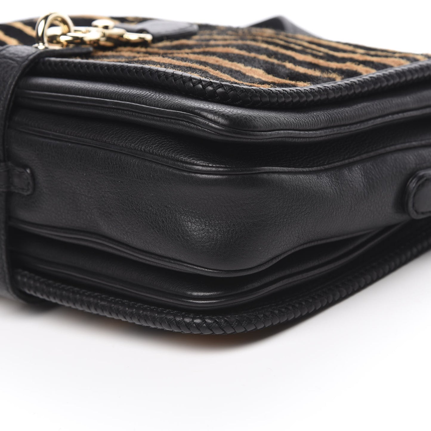 Calf Hair Calfskin Zebra Print Medium Marrakech Flap Messenger Bag Black
