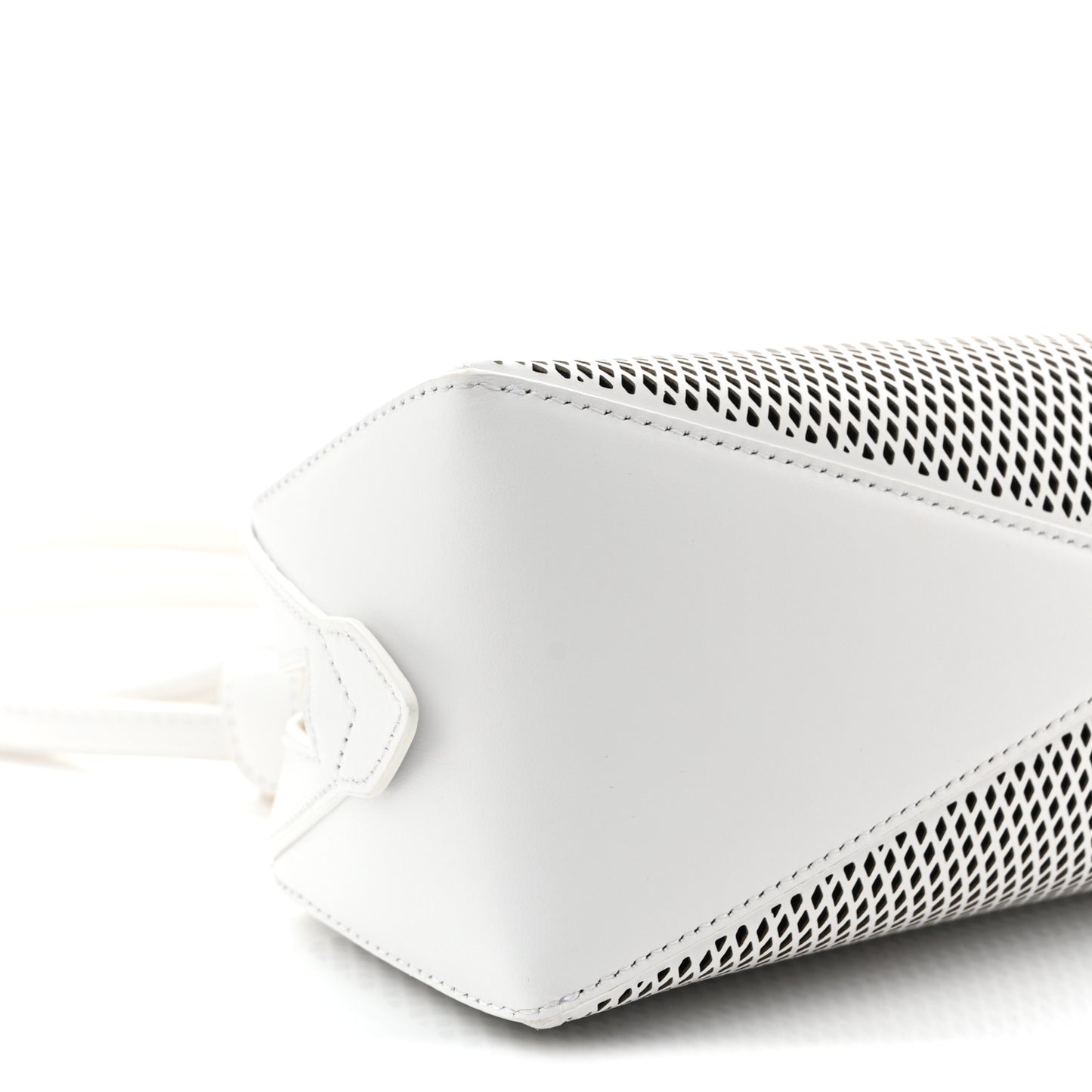 Fishnet Calfskin Laser Cut Medium Le Teckel Bag Blanc Optique