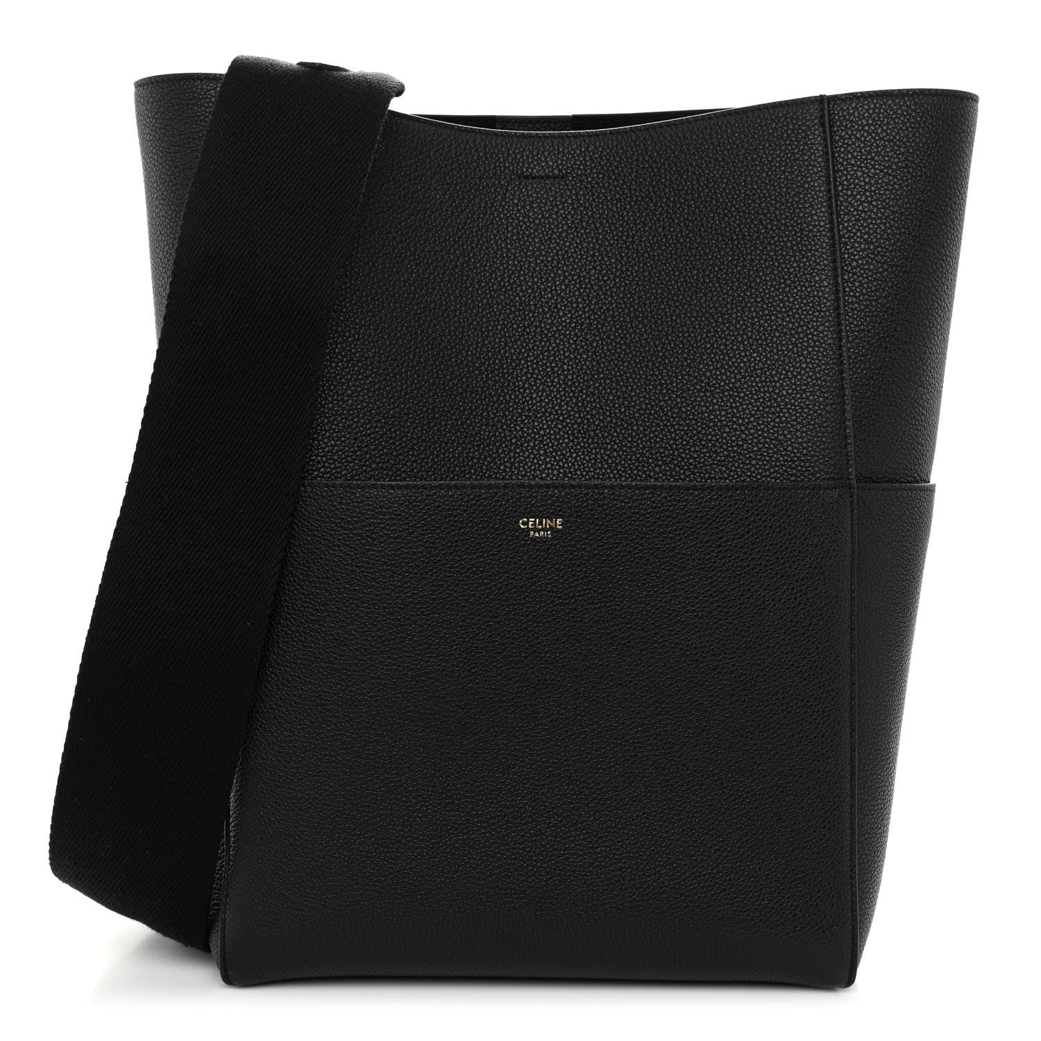 Celine Soft Grained Calfskin Sangle Bucket Bag Black 1 of 10